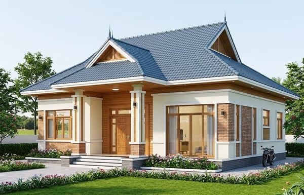 Mẫu&nbsp;nhà cấp 4 3 phòng ngủ 300 triệu mái Thái