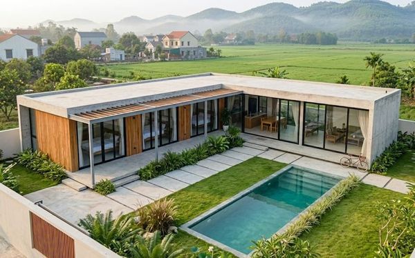 Chi phí xây nhà cấp 4 hình chữ L 3 phòng ngủ