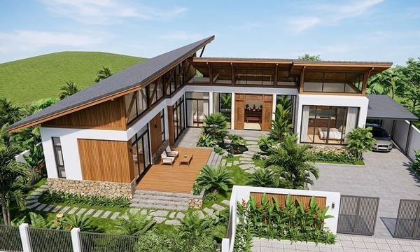 Mẫu nhà cấp 4 120m2 3 phòng ngủ 1 thờ hình chữ L