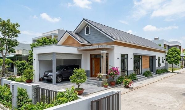 Mẫu nhà cấp 4 đẹp 5x20 3 phòng ngủ có gara ô tô