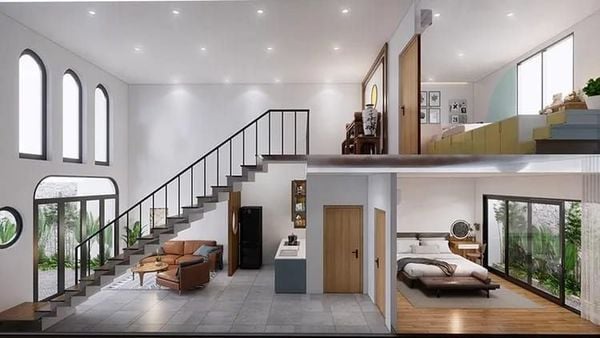 Mẫu&nbsp;nhà cấp 4 gác lửng 3 phòng ngủ phong cách hiện đại