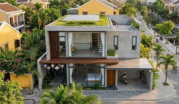 Mẫu nhà gác lửng 3 phòng ngủ mái bằng