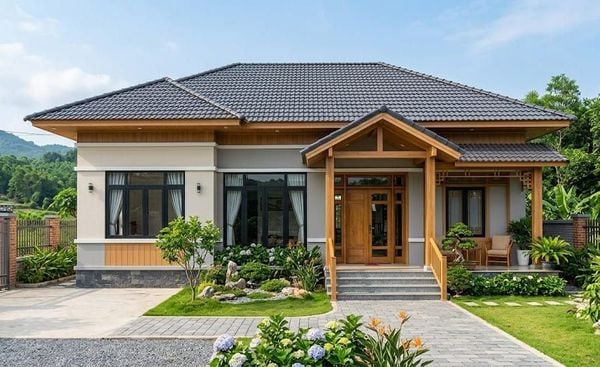 Mẫu nhà cấp 4 120m2 3 phòng ngủ 1 thờ mái Nhật