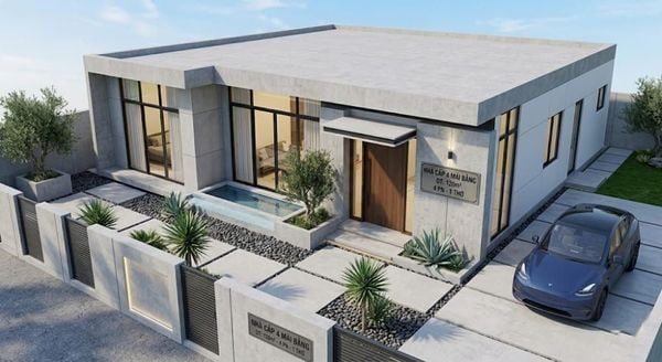 Mẫu nhà cấp 4 120m2 4 phòng ngủ 1 thờ mái bằng