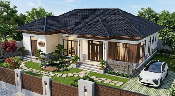 Mẫu nhà cấp 4 120m2 4 phòng ngủ 1 thờ mái Nhật