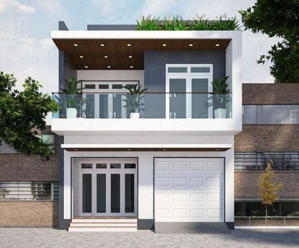 Mẫu nhà 2 tầng 4 phòng ngủ dưới 1 tỷ mái bằng