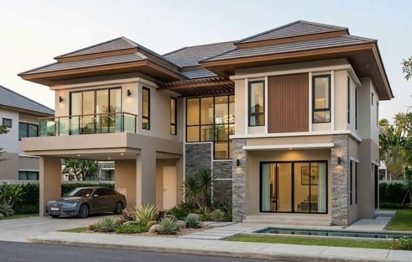 Ưu điểm mẫu nhà 2 tầng mái Thái 4 phòng ngủ