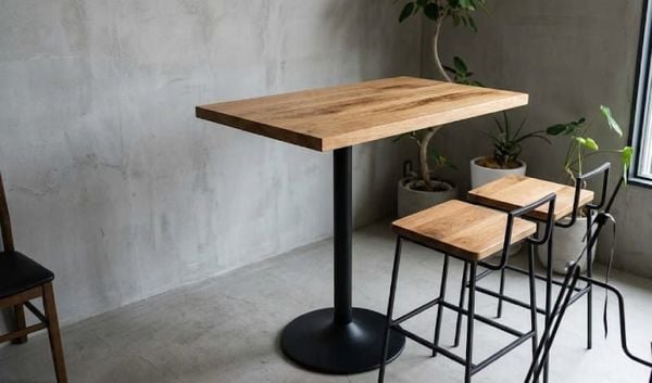Bàn dài chân sắt mặt gỗ