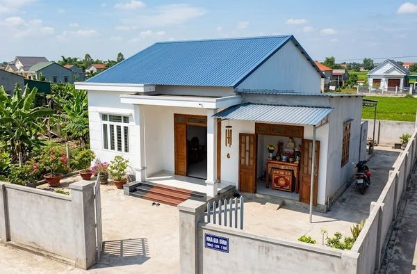 Mẫu nhà cấp 4 100m2 3 phòng ngủ 1 thờ mái tôn