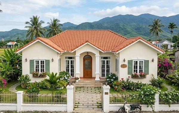Mẫu nhà cấp 4 đẹp 120m2 3 phòng ngủ 1 thờ Châu Âu