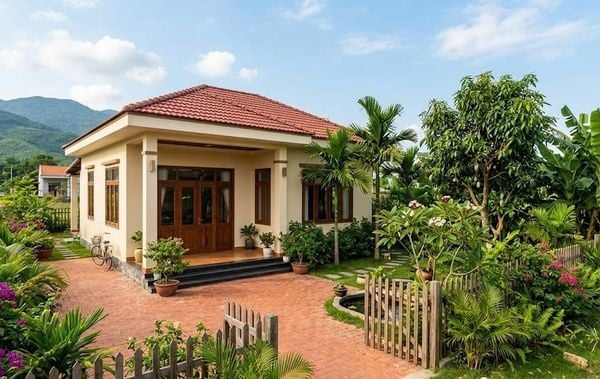 Nhà cấp 4 8x12 3 phòng ngủ có sân vườn