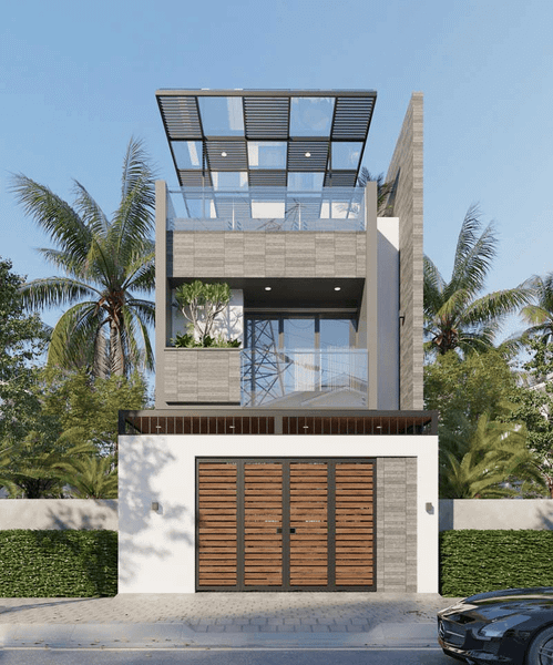 Mẫu nhà 1 trệt 1 lửng có sân thượng