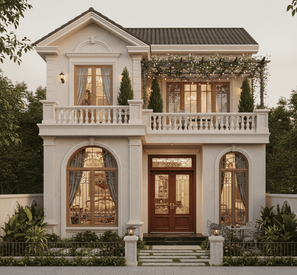 Mẫu nhà 1 trệt 1 lửng thanh lịch và nhẹ nhàng