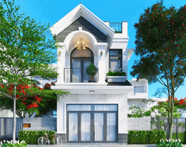 Mẫu nhà 1 trệt 1 lửng đẹp mái Thái