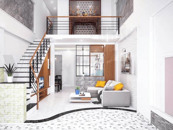 Mẫu nhà 1 trệt 1 lửng đẹp&nbsp;chứa phòng thờ