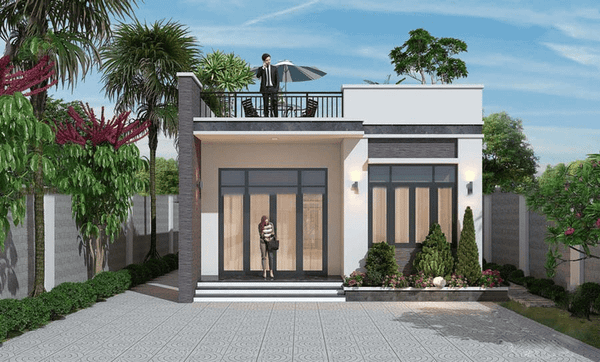 Mẫu nhà 1 trệt 1 lửng đẹp, diện tích hạn chế
