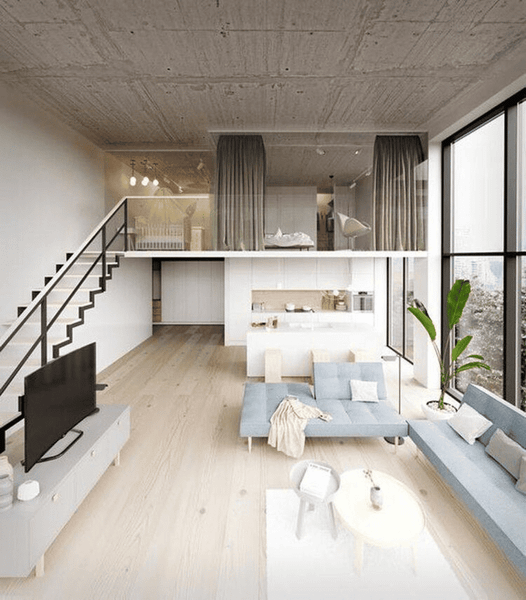 Mẫu nhà 1 trệt 1 lửng đẹp với 2 phòng ngủ