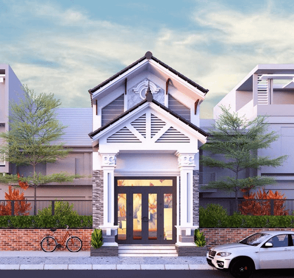 Mẫu nhà 1 trệt 1 lửng đẹp mái Thái