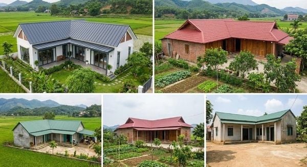 Mẫu nhà cấp 4 chữ L ở nông thôn mái tôn