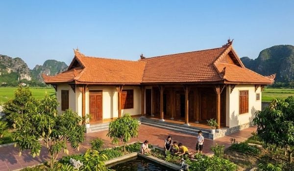 Mẫu nhà cấp 4 chữ L ở nông thôn mái Thái
