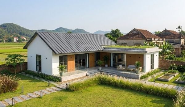 Mẫu nhà cấp 4 chữ L ở nông thôn