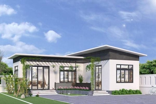 Mẫu nhà cấp 4 chữ L ở nông thôn 3 phòng ngủ
