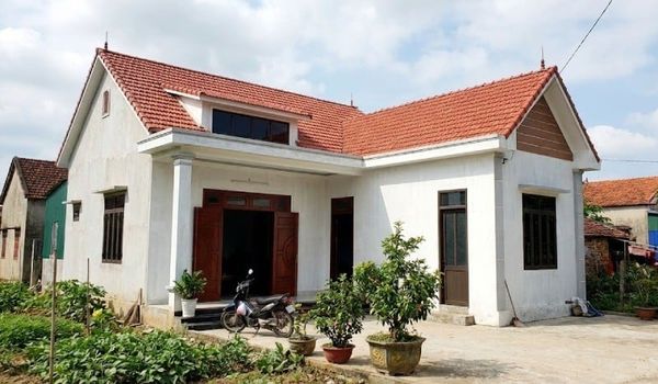 Mẫu nhà cấp 4 có gác lửng 5x16 mái chữ L