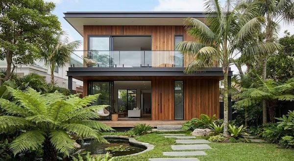Mẫu nhà mặt tiền 7m 2 tầng kết hợp sân vườn