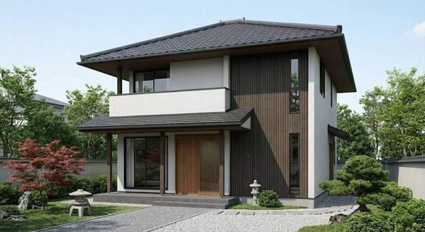 Mẫu nhà mặt tiền 7m 2 tầng mái Nhật