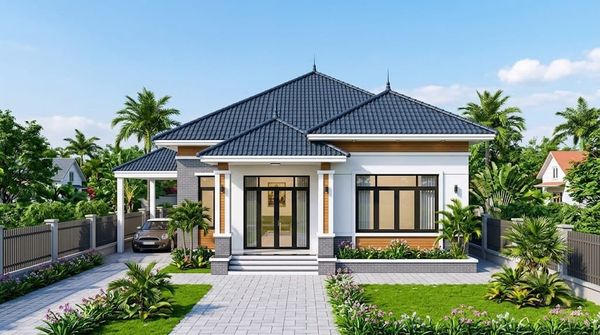 Mẫu nhà cấp 4 100m2 3 phòng ngủ hiện đại