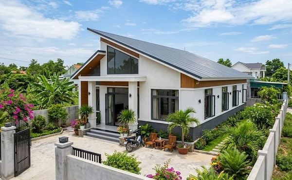 Mẫu nhà cấp 4 100m2 3 phòng ngủ mái lệch