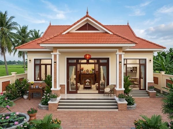 Mẫu nhà cấp 4 3 phòng ngủ 1 phòng thờ