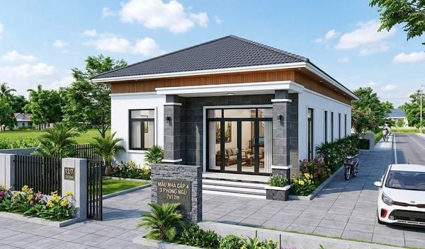 Mẫu nhà cấp 4 3 phòng ngủ 7x12m