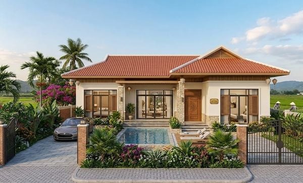 Mẫu nhà cấp 4 3 phòng ngủ&nbsp;biệt thự