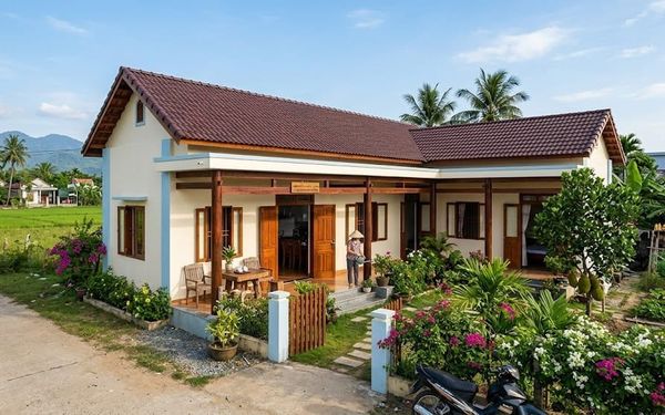 Mẫu nhà cấp 4 3 phòng ngủ hình chữ L