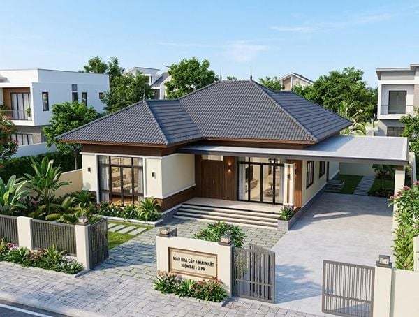 Mẫu nhà cấp 4 3 phòng ngủ mái Nhật