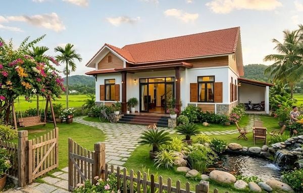 Mẫu nhà cấp 4 3 phòng ngủ có sân vườn