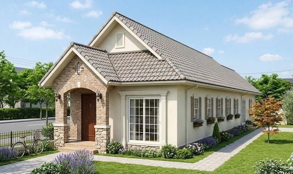 Mẫu&nbsp;nhà cấp 4 5x20 3 phòng ngủ phong cách Châu Âu