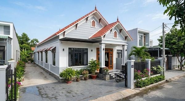 Mẫu&nbsp;nhà cấp 4 5x20 3 phòng ngủ mái Thái