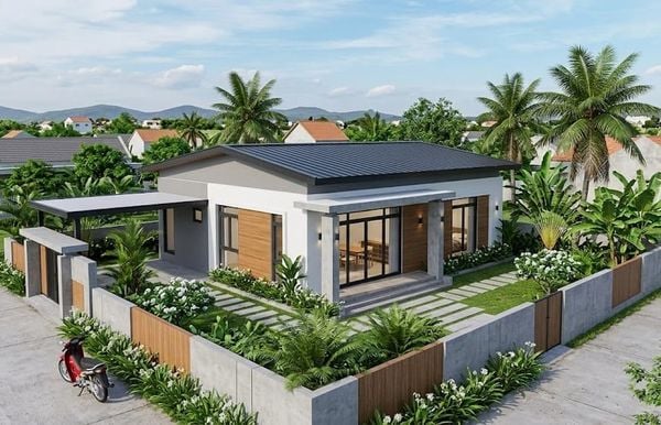 Mẫu nhà 1 tầng 8x12 3 phòng ngủ phong cách hiện đại