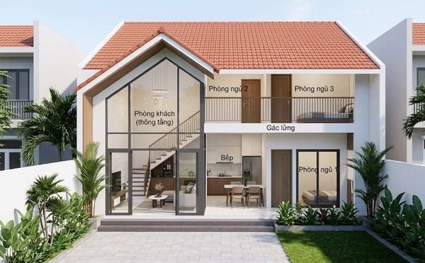 Mẫu nhà cấp 4 có&nbsp;gác lửng 3 phòng ngủ 100m2