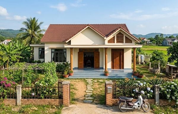 Mẫu nhà cấp 4 120m2 3 phòng ngủ 1 thờ ở nông thôn