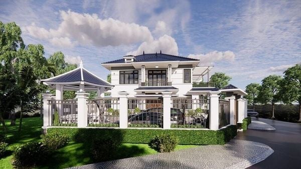 Mẫu nhà 2 tầng 4 phòng ngủ dưới 1 tỷ có sân vườn