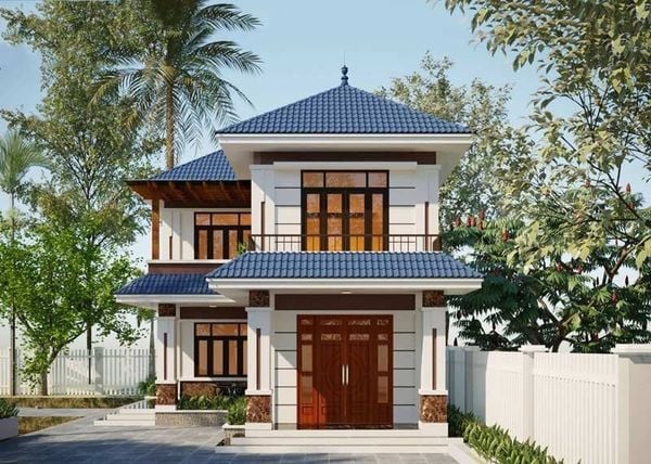 Mẫu nhà 2 tầng 4 phòng ngủ dưới 1 tỷ chữ L