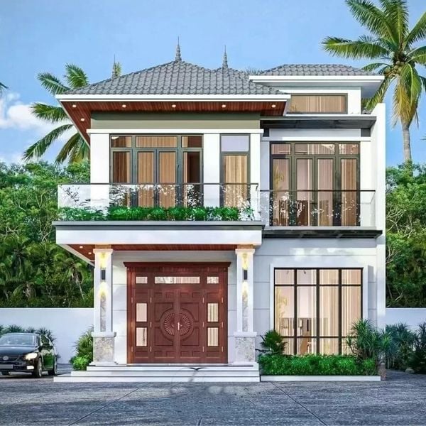 Mẫu nhà 2 tầng 4 phòng ngủ dưới 1 tỷ phong cách tân cổ điển