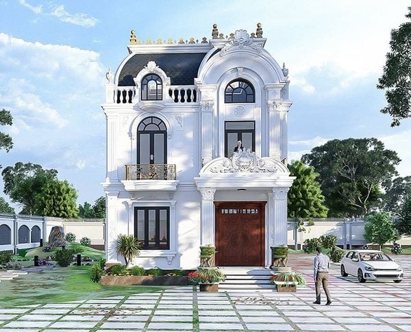 Mẫu nhà 2 tầng 4 phòng ngủ dưới 1 tỷ phong cách tân cổ điển