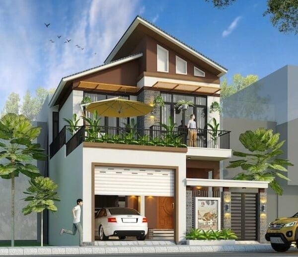 Mẫu nhà 2 tầng 4 phòng ngủ dưới 1 tỷ có gara để xe