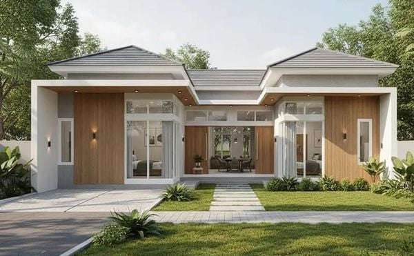 Mẫu phòng thờ nằm ở gian giữa nhà