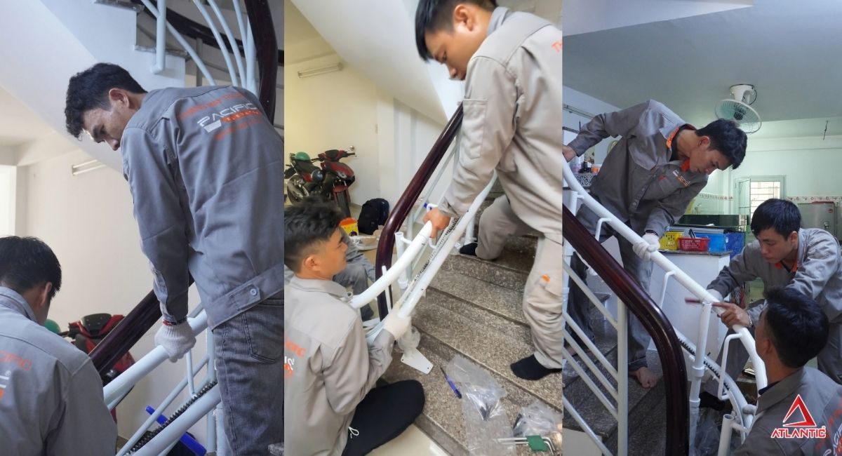 Kỹ thuật viên Thang máy Pacific lắp đặt thang ghế Stairlift