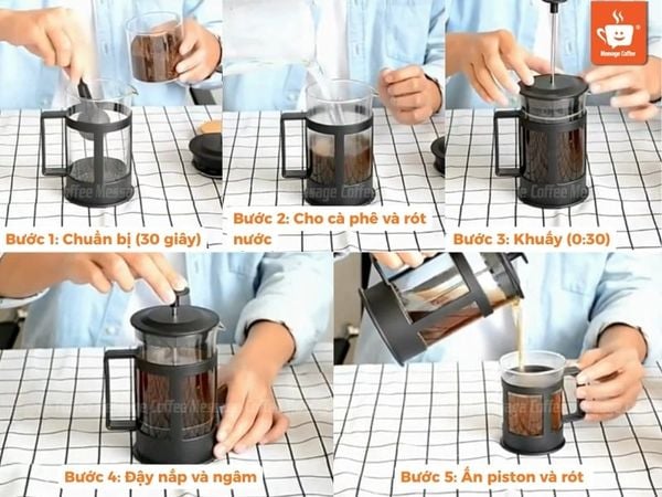 Các bước Fine Robsuta pha French Presss